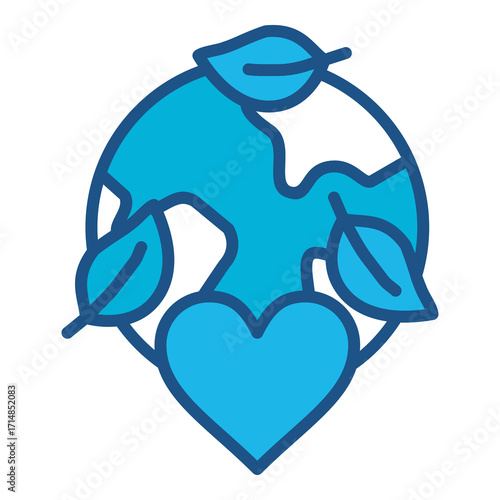 Eco Friendly In Blue Monochrome Flat Design, Vector Illustration