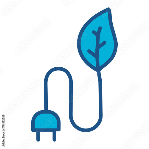 Eco Energy In Blue Monochrome Flat Design, Vector Illustration