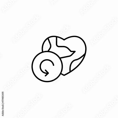 reload earth heart icon sign vector