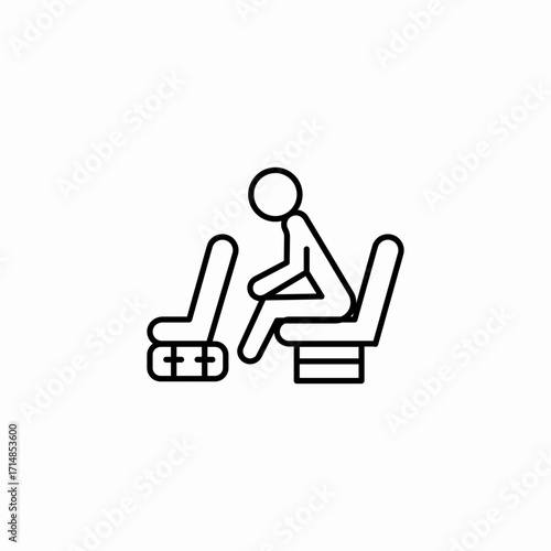 traveler sitting down icon sign vector