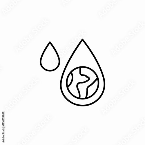 water drop globe icon sign vector