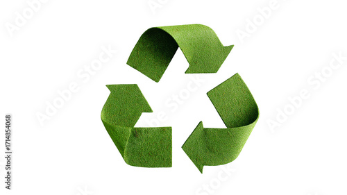 Green recycling icon top view isolated