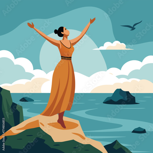 Woman Ocean Freedom