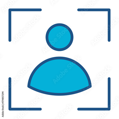User In Blue Monochrome Flat Design, Vector Illustration