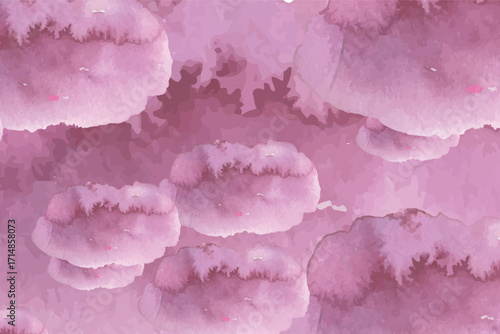 Gentle abstract magenta blooms softly blend creating a fluid watercolor patterned background