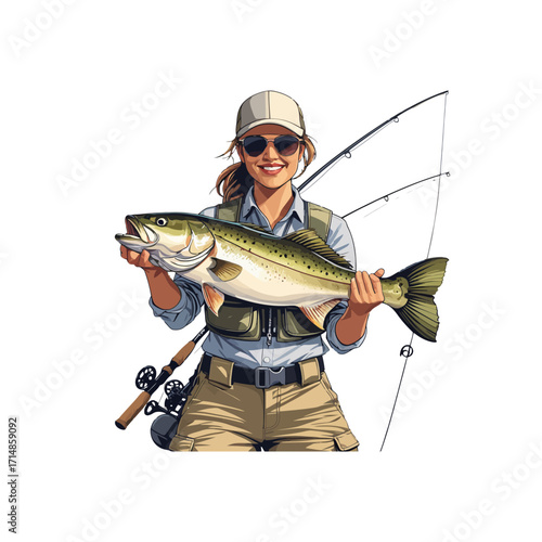 Woman Angler Proudly Displays Large Fish Catch
