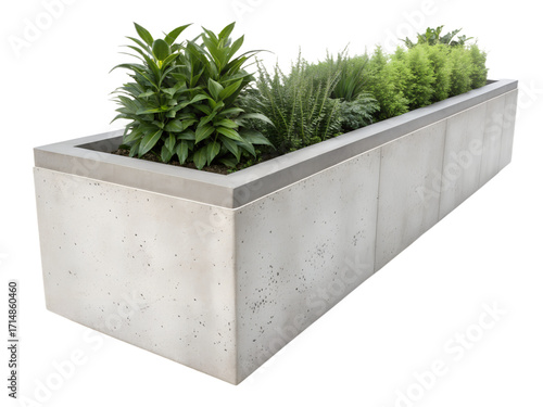 Concrete planter isolated on transparent background