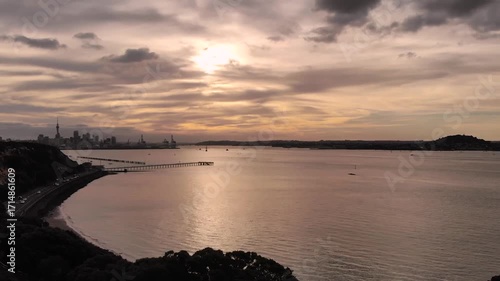 sunset over the river