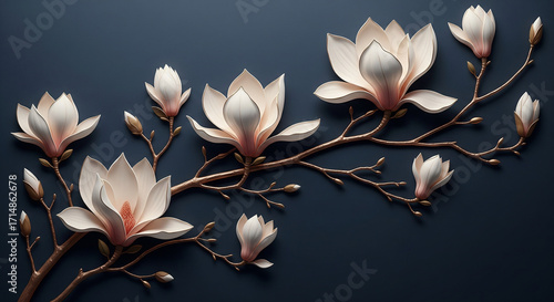 Abstract Magnolia with Bronze Highlights