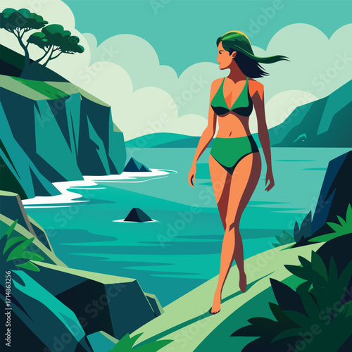 Coastal Woman Stroll