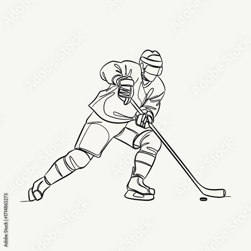 Minimalist hockey player illustration in action