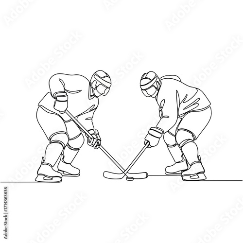 Two hockey players in a face off drawing
