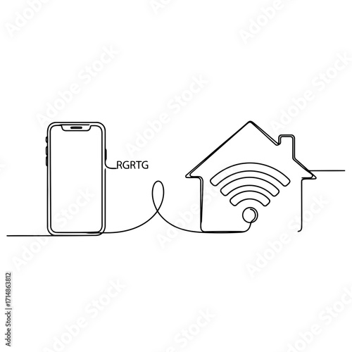 Smartphone connected to smart home via wi fi signal