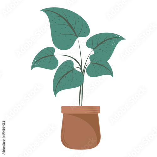 Charming Teal Potted Plant Illustration