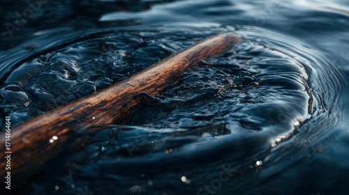 Wallpaper Mural Dark wood stick in dark water ripples Torontodigital.ca