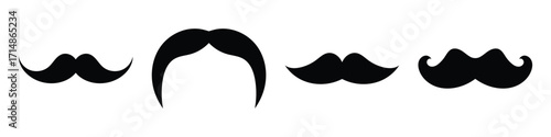 Mustache icon vector set isolated on white background. Classic mustache, fathers day symbol. Italy mustache icon. Vector illustration. EPS 10