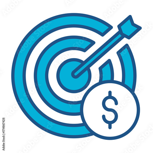 Money Icon In Blue Monochrome Flat Design, Vector Illustration