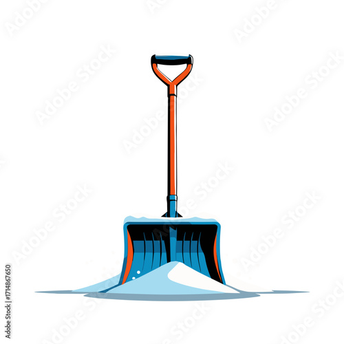 Snow shovel with snow on white background