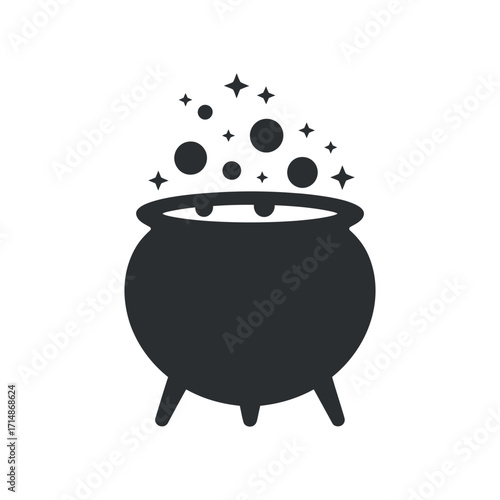 Cauldron Bubbling Potion Icon Vector Illustration for Alchemy and Witchcraft