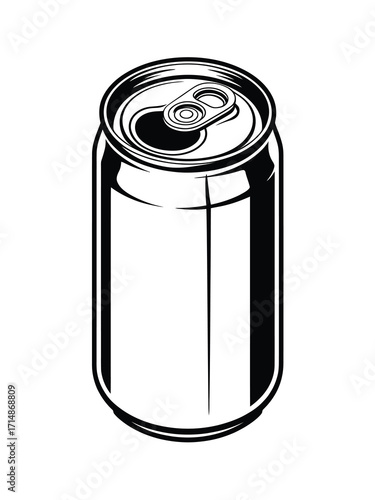 Classic aluminum soda can with pull tab open isolated