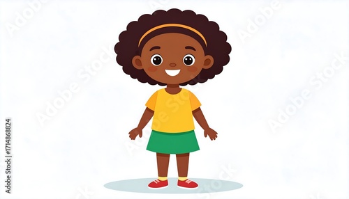 Cheerful young girl in bright attire, a vibrant illustration