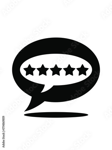Five star rating inside speech bubble icon