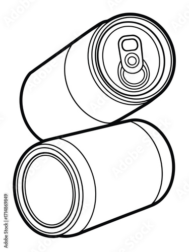 Two outline drawings of aluminum beverage cans on a white background