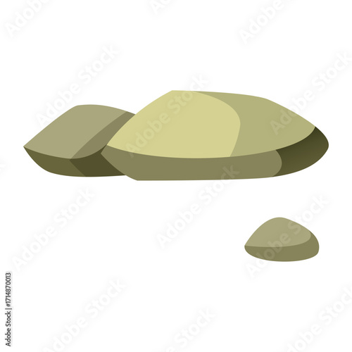 Pile of various sized smooth stones in earthy tones on a white background