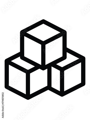 Stack of three white sugar cubes icon