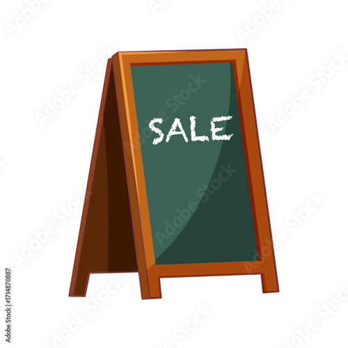 Wooden sidewalk sign with the word SALE written in white against a green background