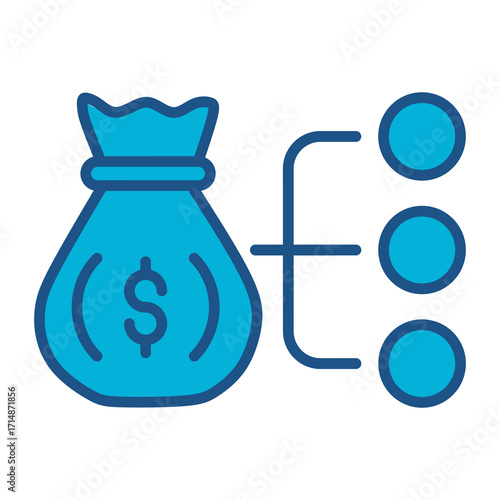Revenue Icon In Blue Monochrome Flat Design, Vector Illustration