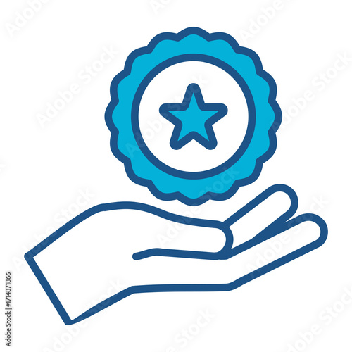 Branding Icon In Blue Monochrome Flat Design, Vector Illustration