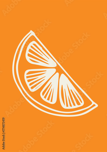 Illustration Hand Draw Doodle Orange slice with color background