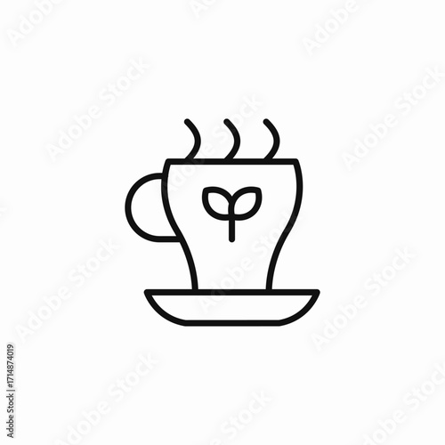 hot beverage in a cup with leaf design icon sign vector