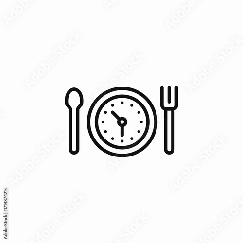 lunch time clock icon sign vector