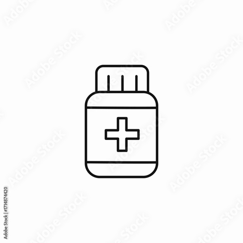 medicine bottle plus icon sign vector