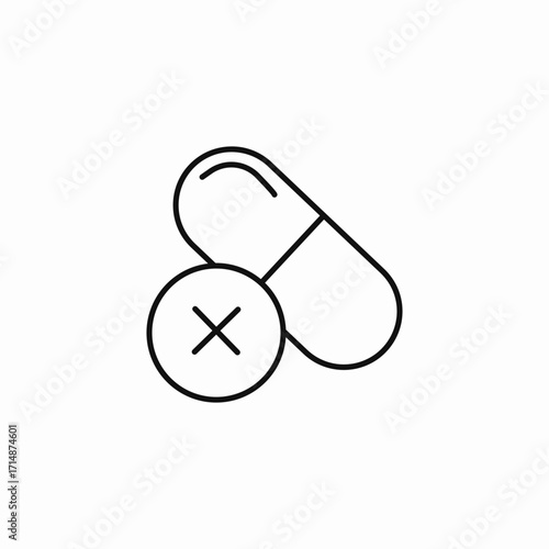 pill with cross mark icon sign vector