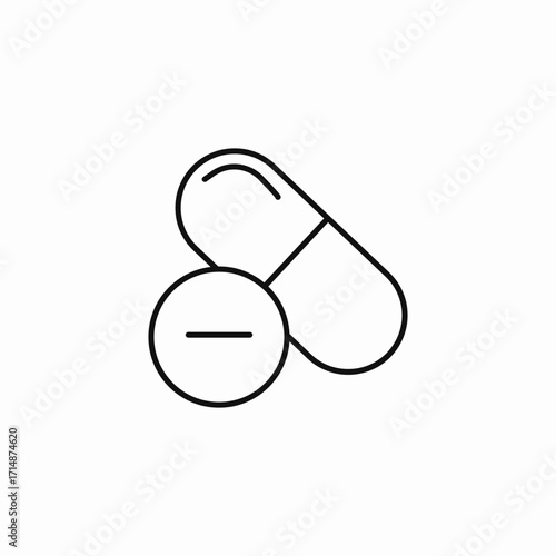 pill with minus sign icon sign vector