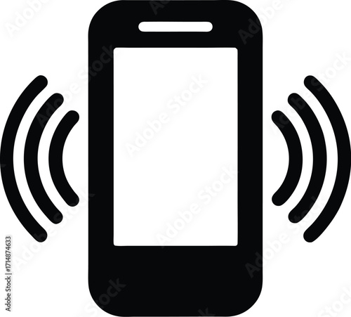 Black Silhouette Icon of a Vibrating Smartphone Keywords: smartphone, mobile phone, cell phone