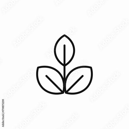 three connected leaves plant icon sign vector