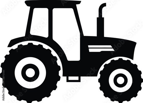 Tractor Icon in Black Silhouette Representing Agriculture and Farming Equipment