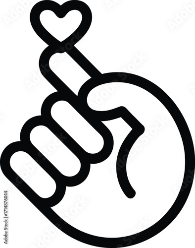 Finger Heart Gesture Vector Illustration Symbol for Affection and Korean Pop Culture
