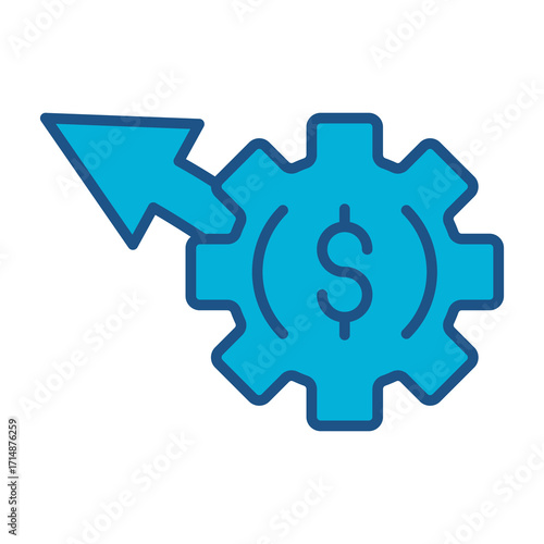 Optimization Icon In Blue Monochrome Flat Design, Vector Illustration