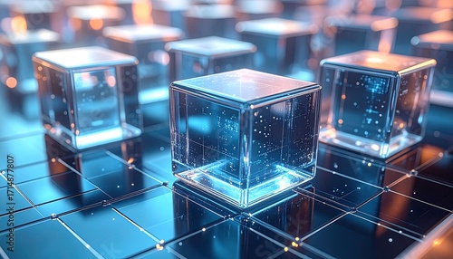 Transparent cubes on a grid