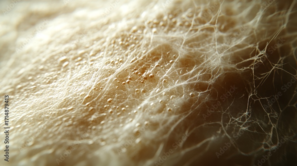 Obraz premium Super-detailed macro shot of human skin, high-resolution pores, fine hair visible, natural lighting emphasizing texture. --ar 16:9 --stylize 750 --v 6.1 Job ID: ae5648af-fc06-4a15-9787-6fd25ec464e3