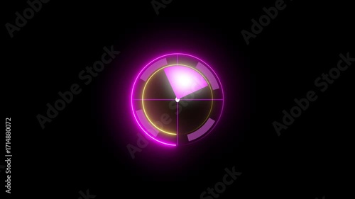 Glowing Neon Light color radar technology animation.technology scan seamless loop cyberpunk style. searching radar screen, technology radio waves signal animation.