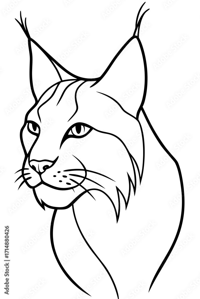 Obraz premium Lynx head illustration in simple line art style 