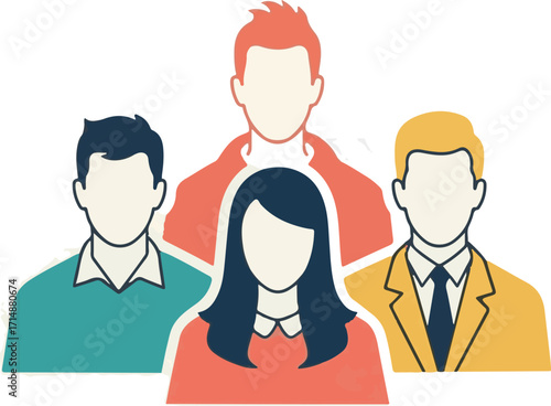 Diverse Business Team of Professionals Flat Design Illustration