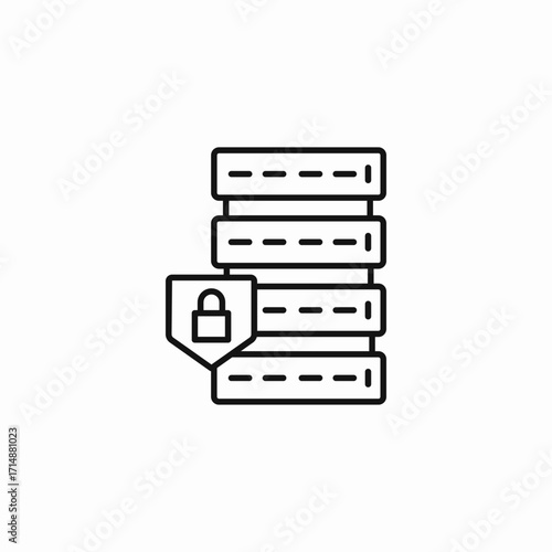 secured database lock icon sign vector