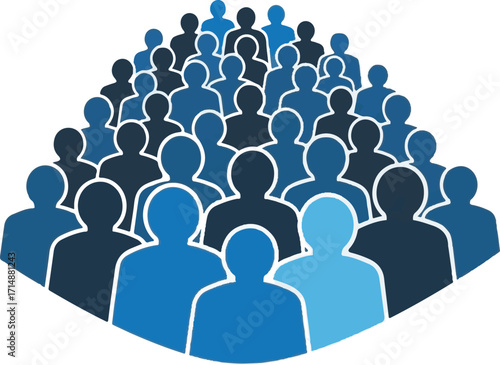 Diverse Group of Stylized People Silhouettes in Blue Hues